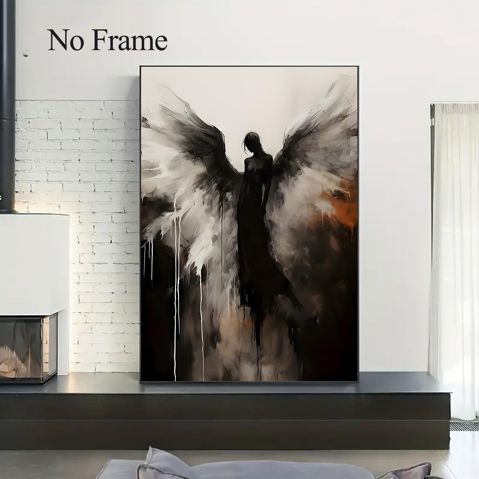 Amazon.co.jp: 天使の壁アート 白黒天使の翼 キャンバスウォールアート